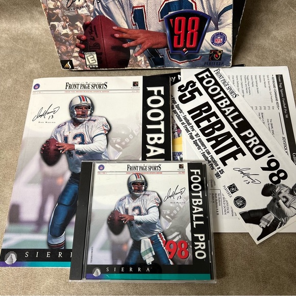 FOOTBALL PRO '98 Dan Marino PC Sierra NFL 1998 Big Box computer - Picture 2 of 5